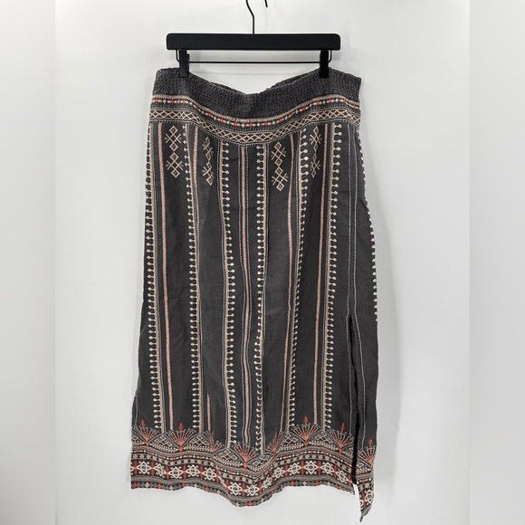 Johnny Was Embroidered Side Slit Linen Maxi Skirt Size Large NO STRETCH - Picture 4 of 4